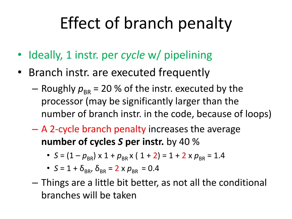 effect of branch penalty