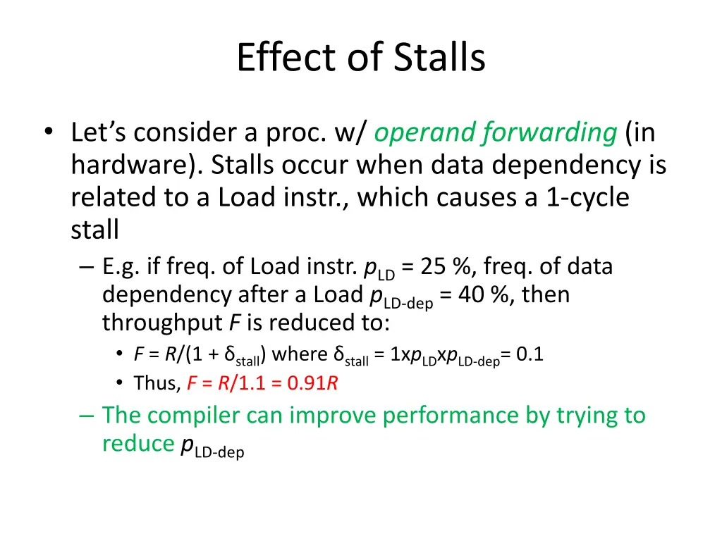 effect of stalls