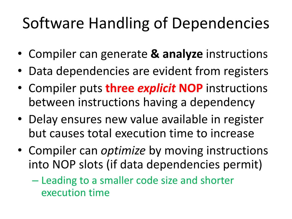 software handling of dependencies