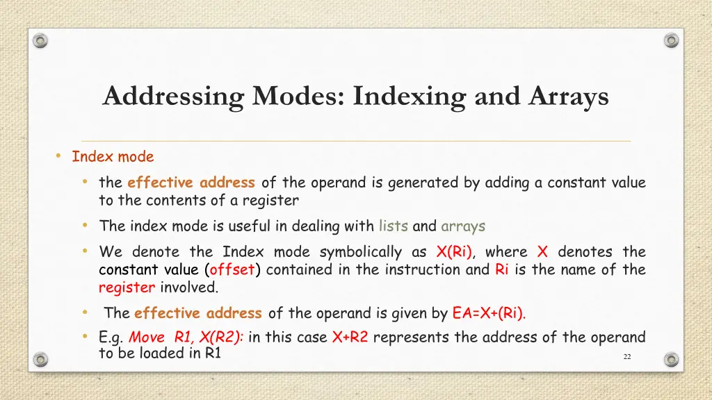 addressing modes indexing and arrays