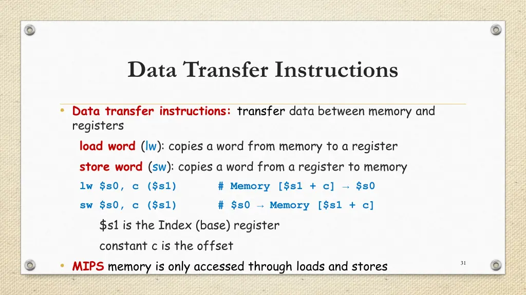 data transfer instructions