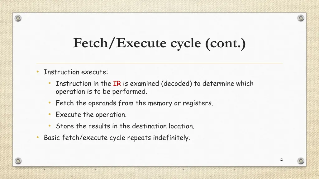 fetch execute cycle cont