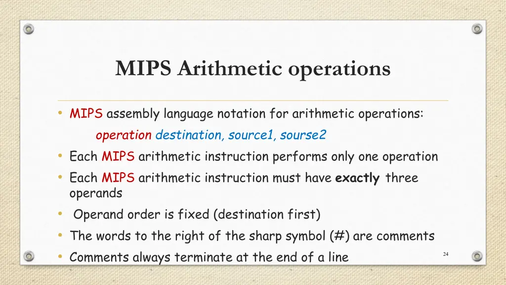 mips arithmetic operations