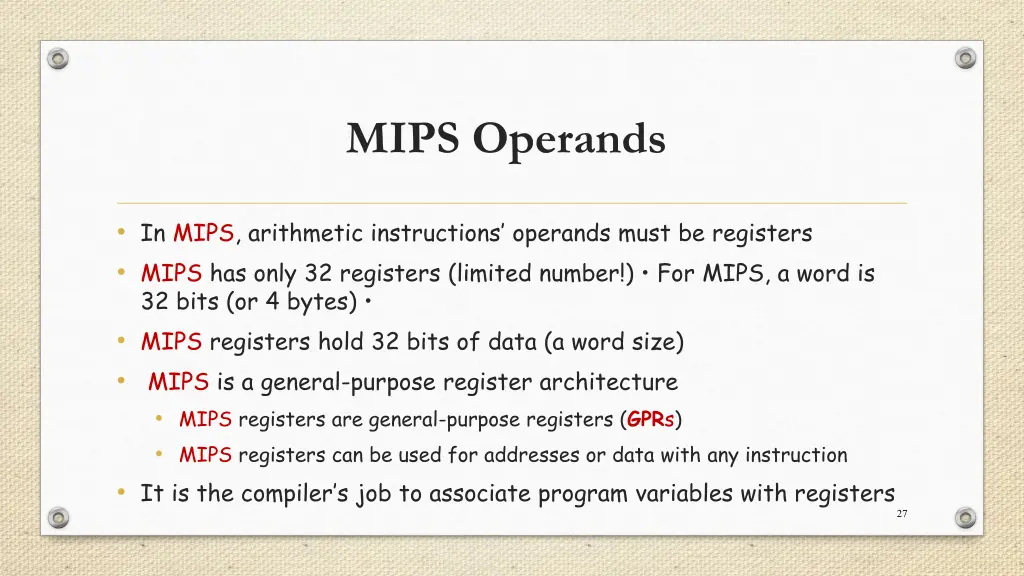 mips operands