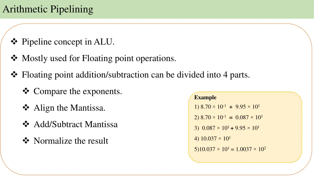 arithmetic pipelining