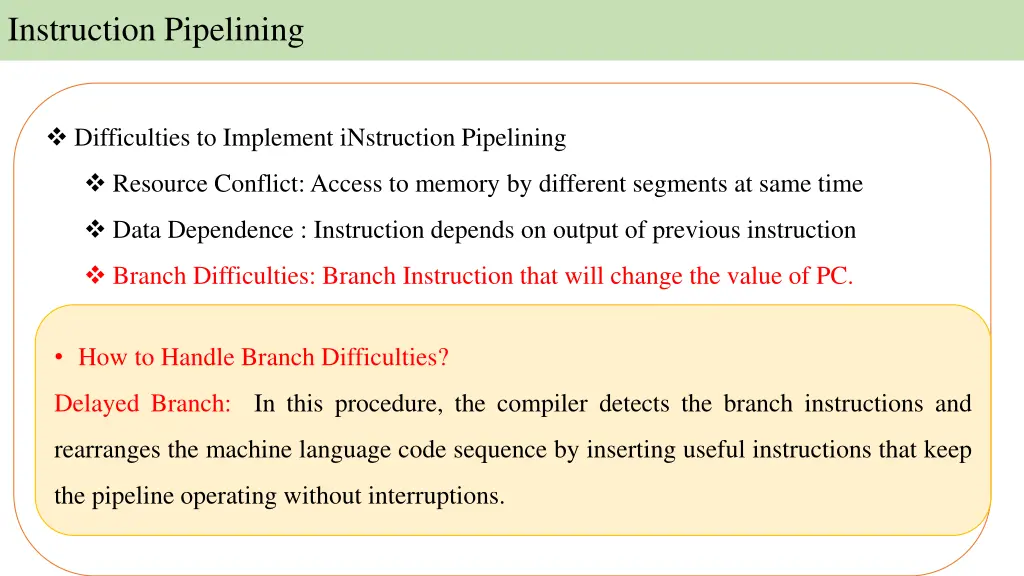 instruction pipelining 12