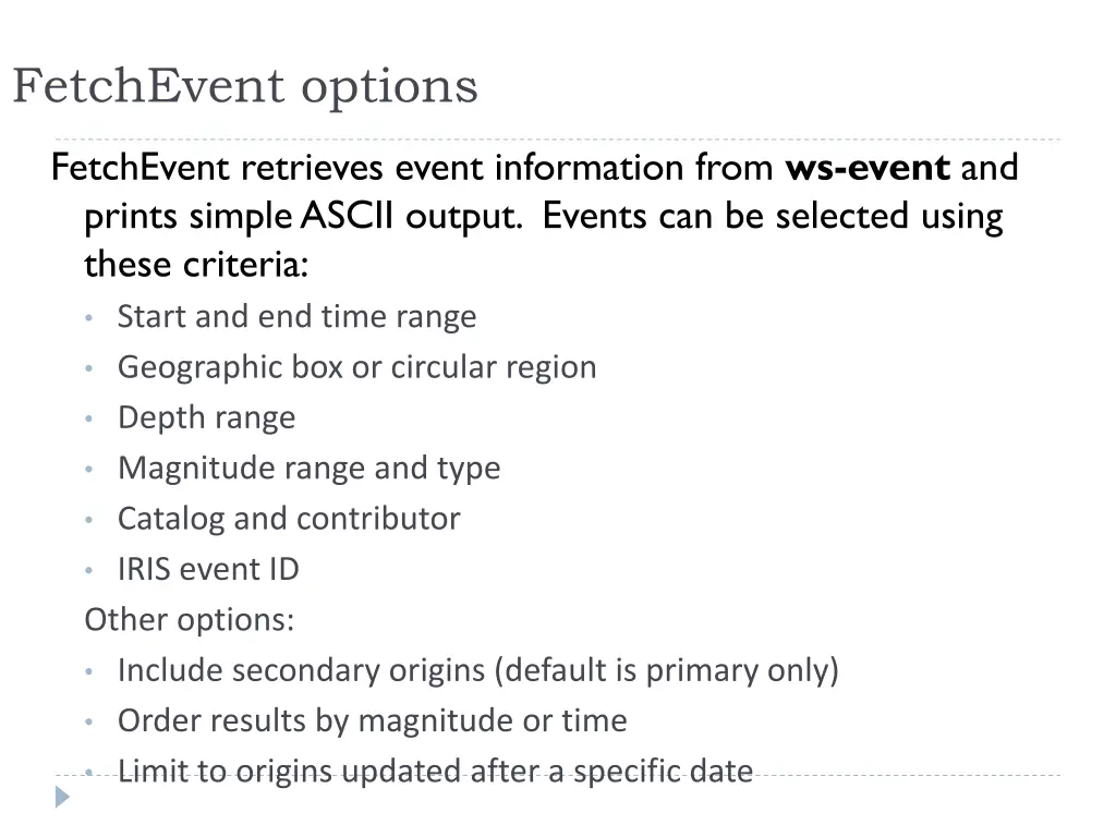 fetchevent options