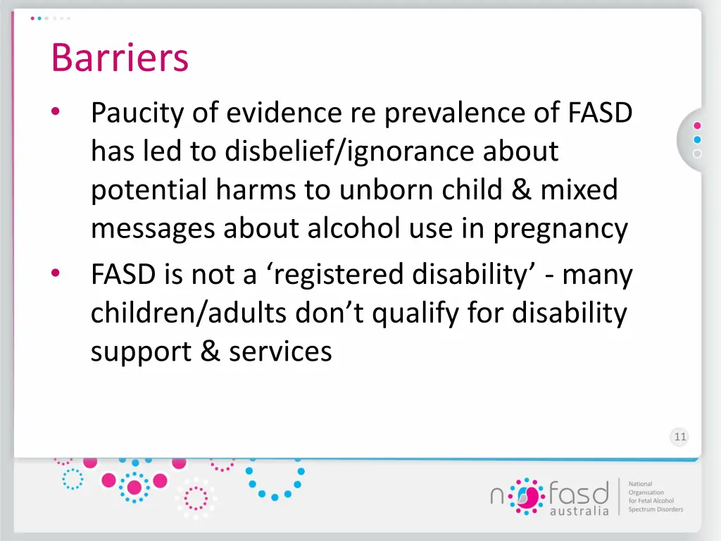 barriers paucity of evidence re prevalence