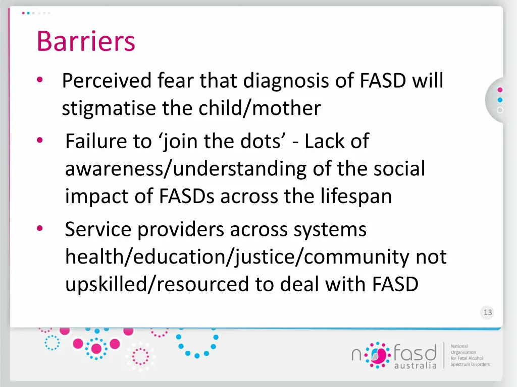 barriers perceived fear that diagnosis of fasd