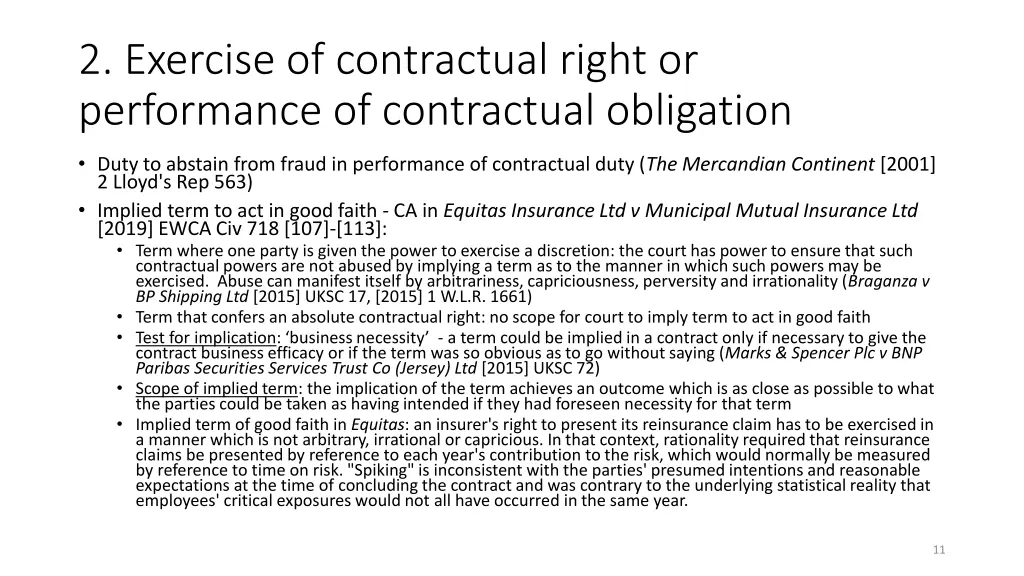 2 exercise of contractual right or performance