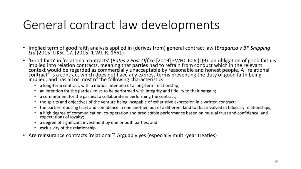 general contract law developments