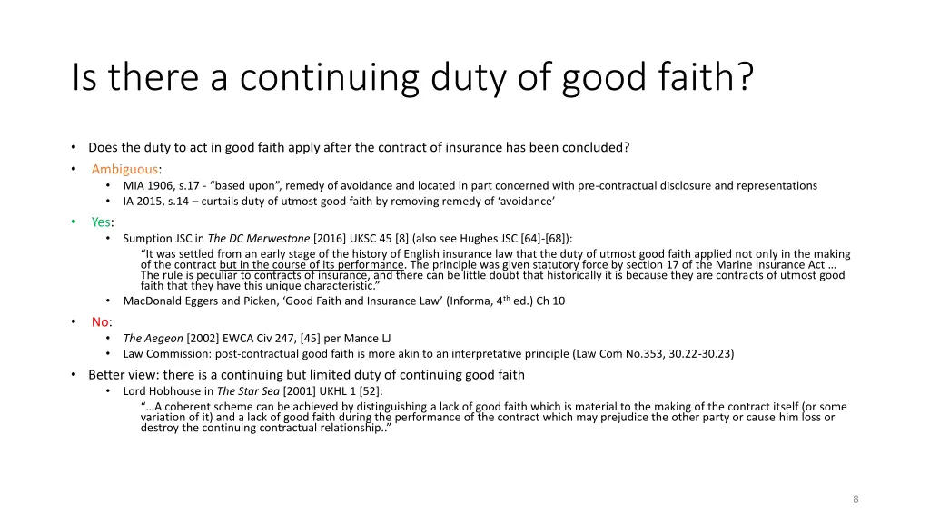 is there a continuing duty of good faith