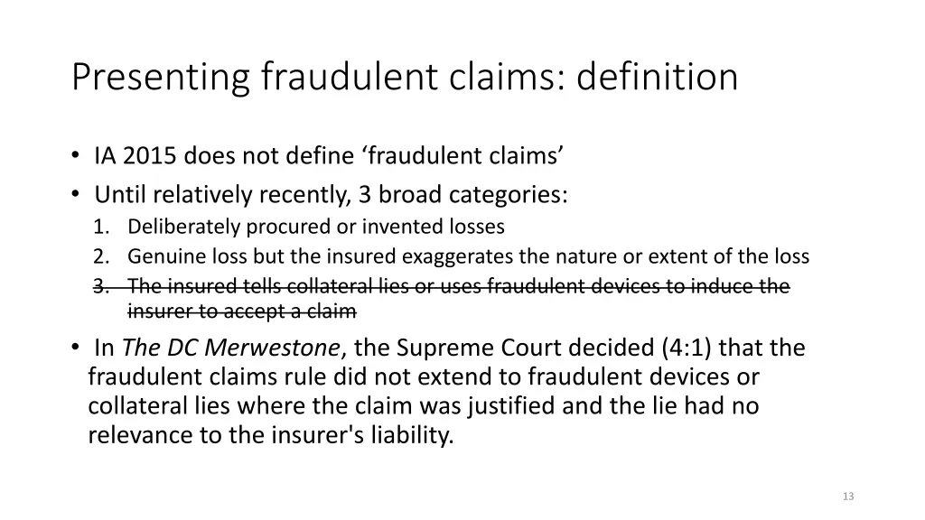 presenting fraudulent claims definition