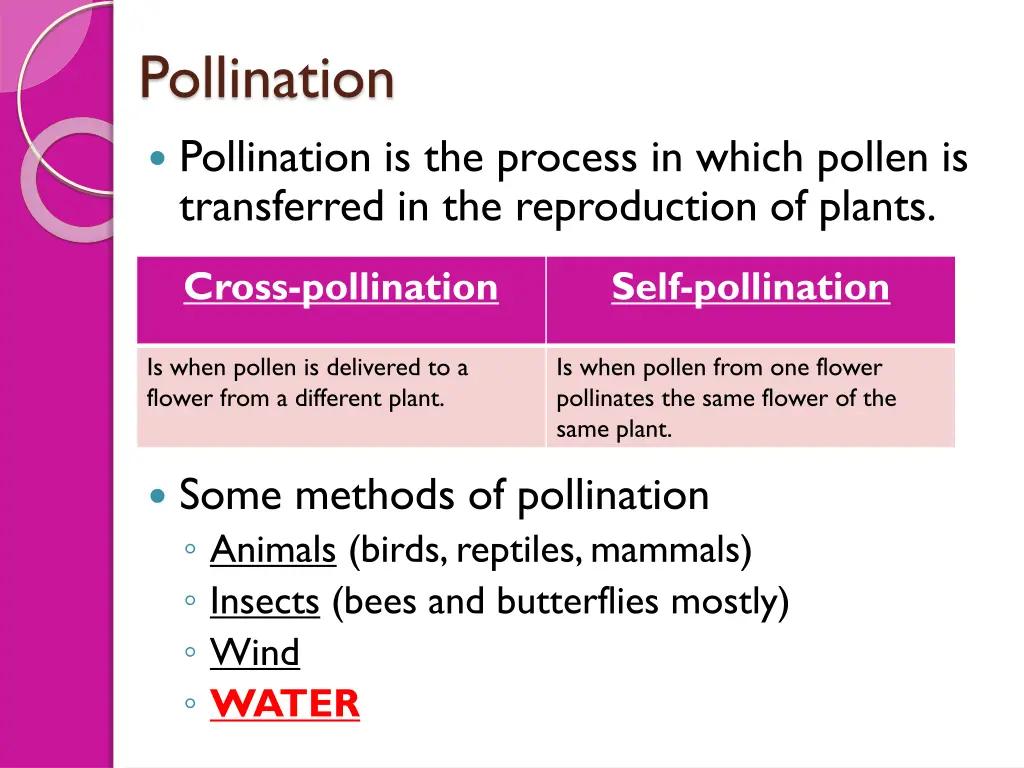 pollination pollination is the process in which