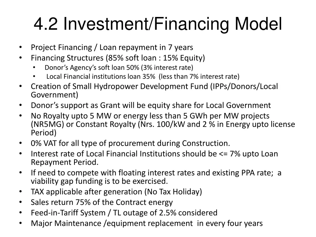 4 2 investment financing model