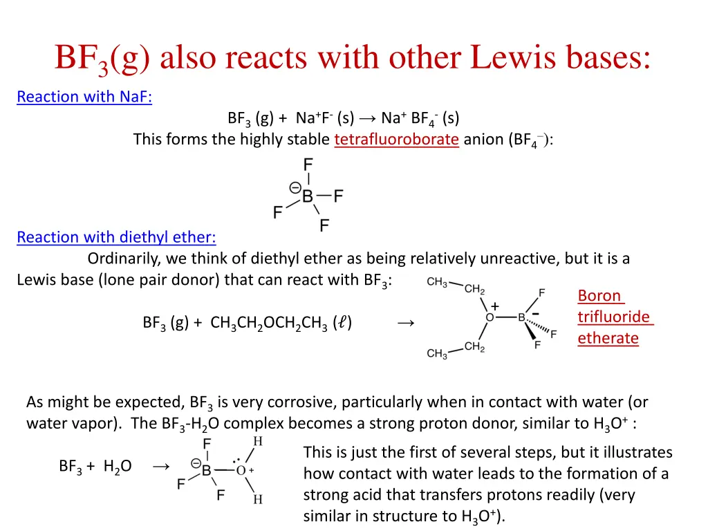 bf 3 g also reacts with other lewis bases