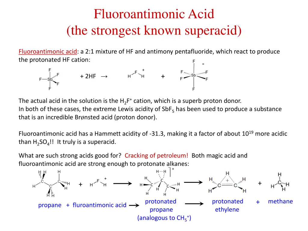 fluoroantimonic acid the strongest known superacid