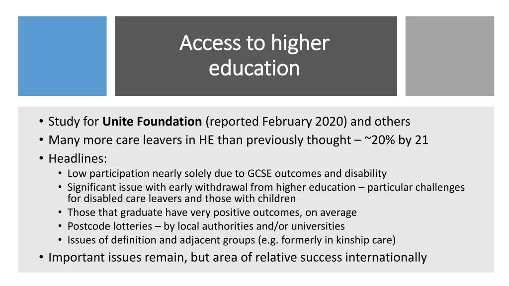 access to higher access to higher education