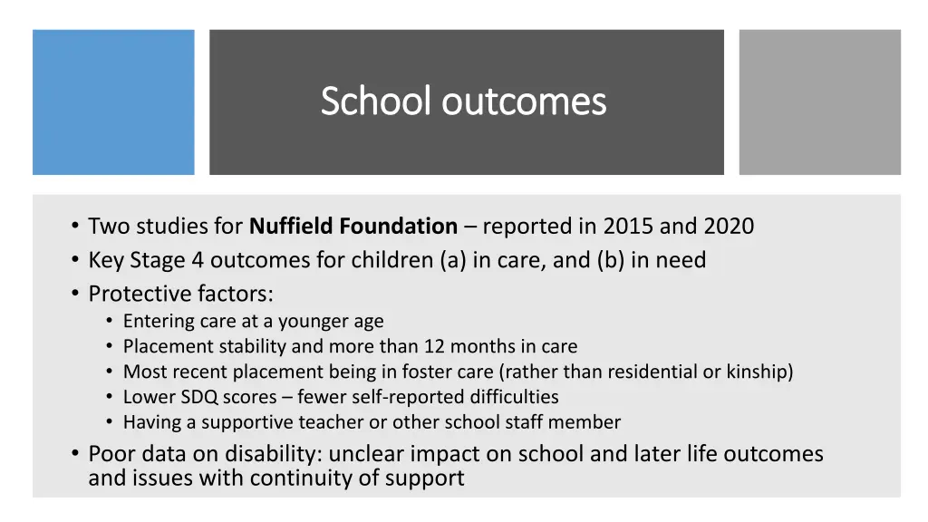 school outcomes school outcomes