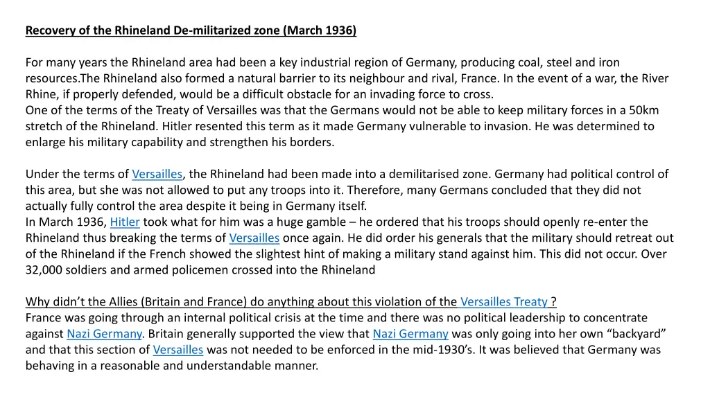 recovery of the rhineland de militarized zone