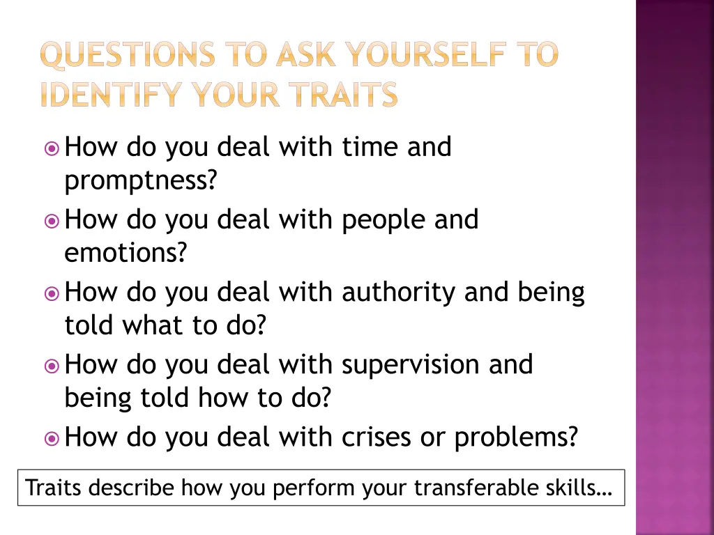 questions to ask yourself to identify your traits