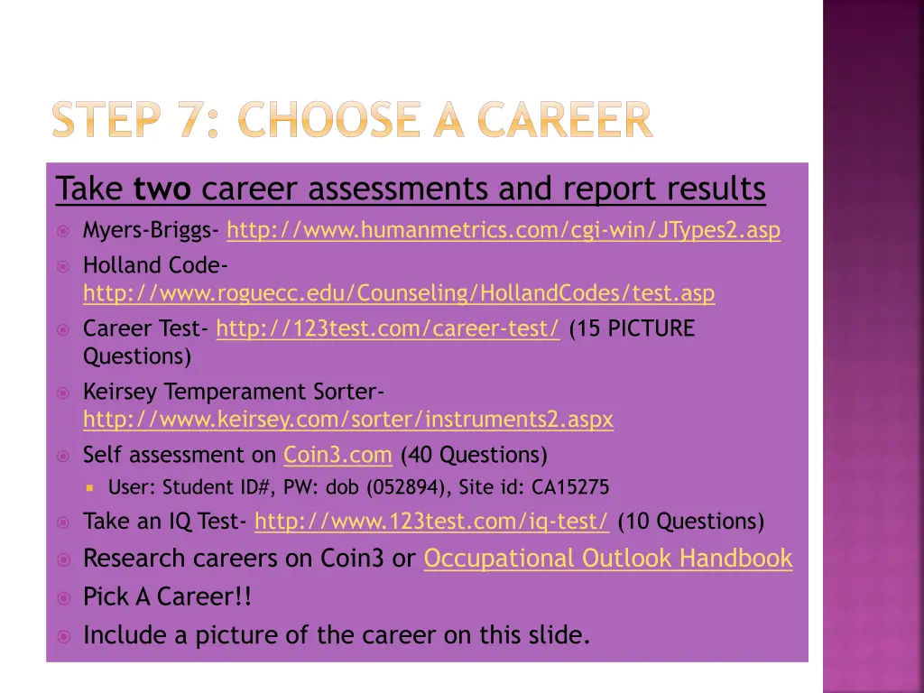 step 7 choose a career