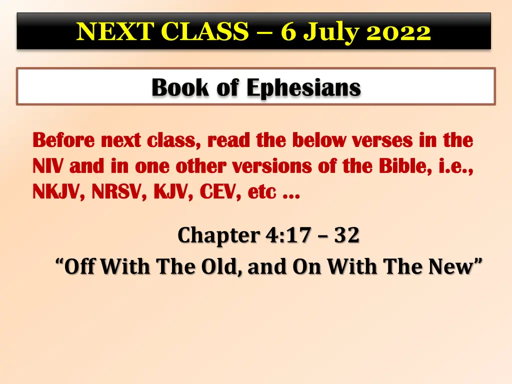 next class 6 july 2022