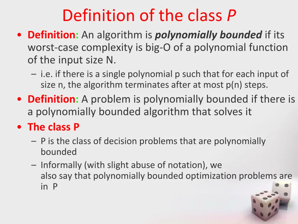 definition of the class p definition an algorithm