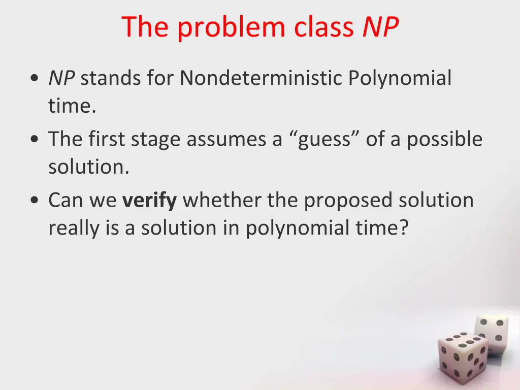 the problem class np