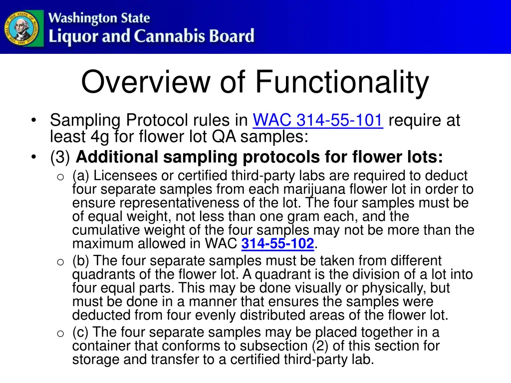 overview of functionality