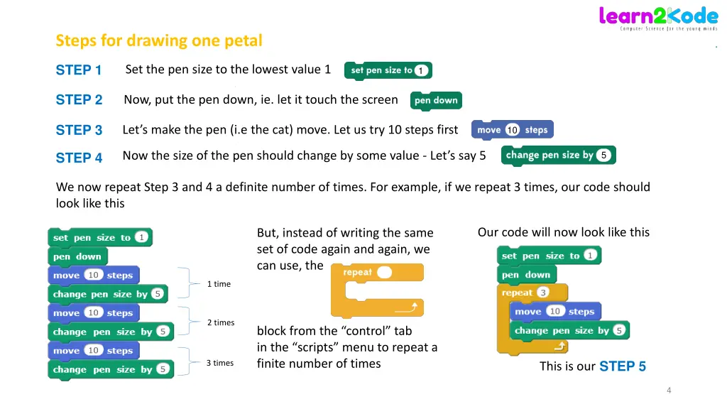 steps for drawing one petal