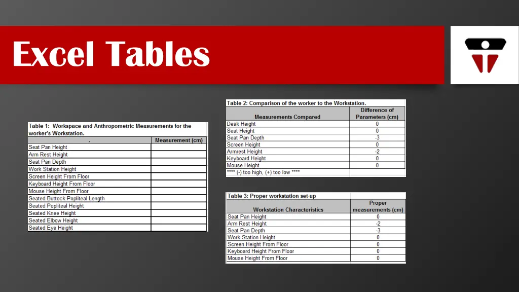 excel tables