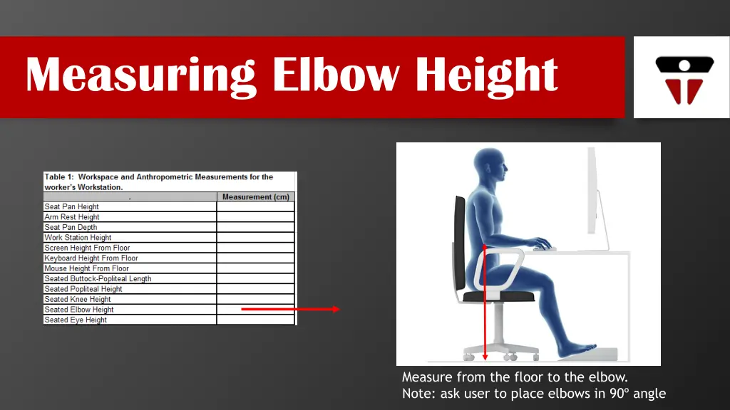 measuring elbow height