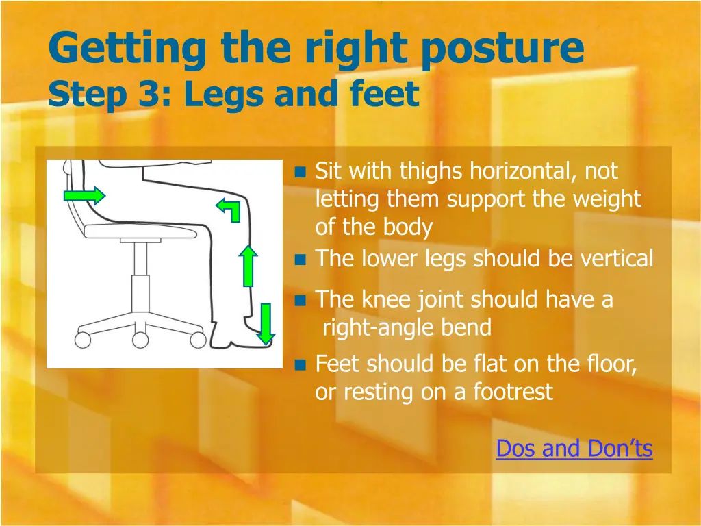 getting the right posture step 3 legs and feet