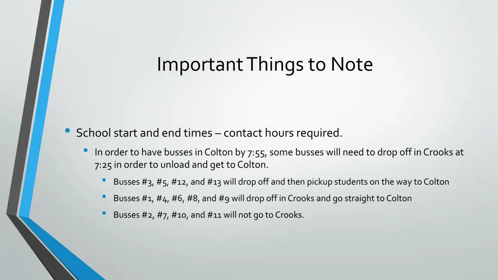 important things to note