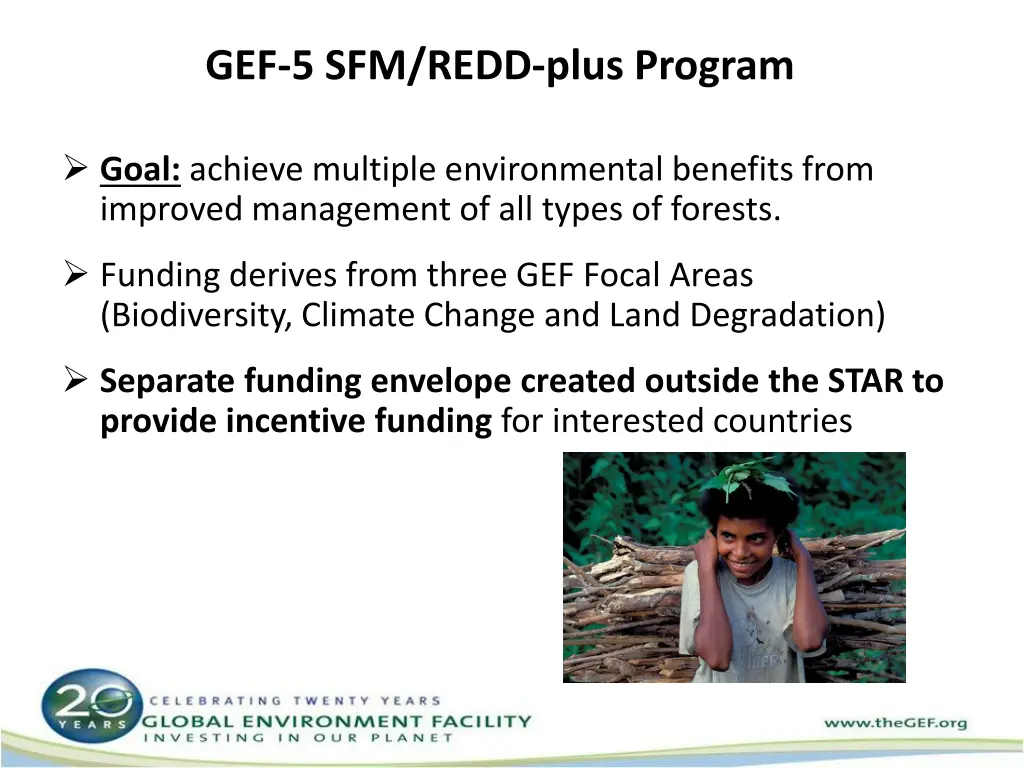 gef 5 sfm redd plus program