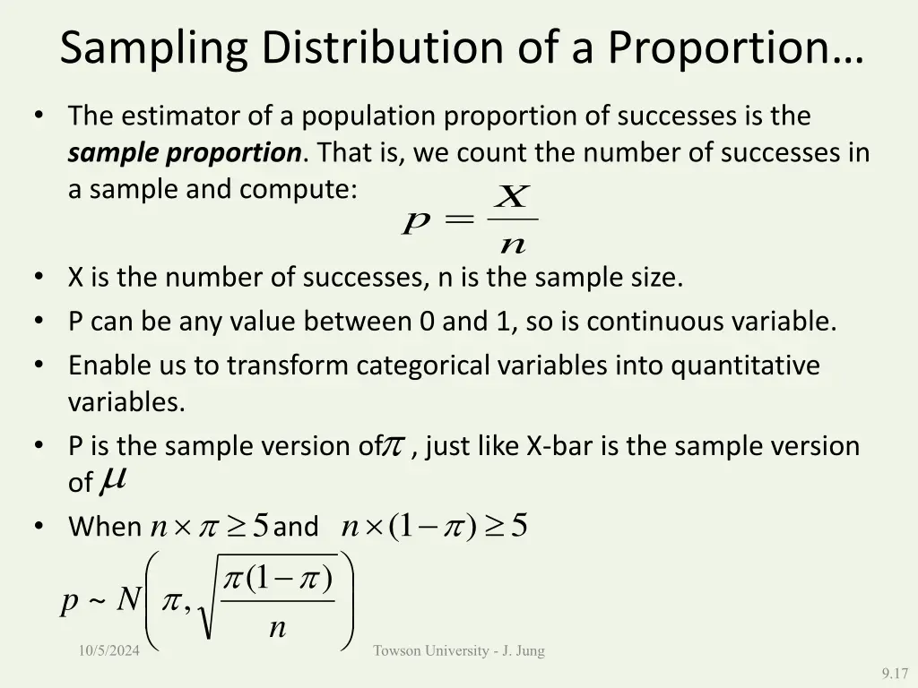 sampling distribution of a proportion