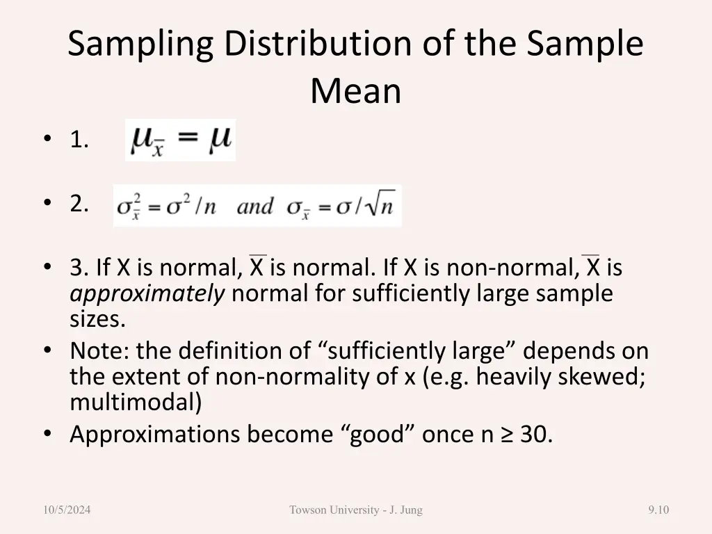 sampling distribution of the sample mean 1