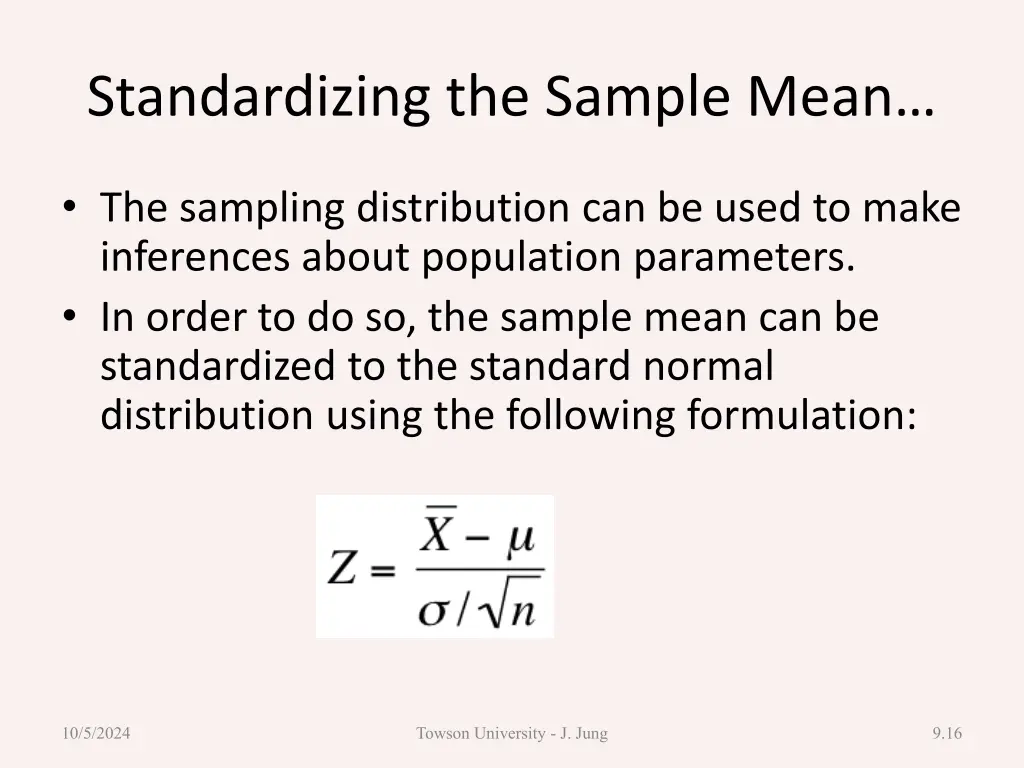 standardizing the sample mean