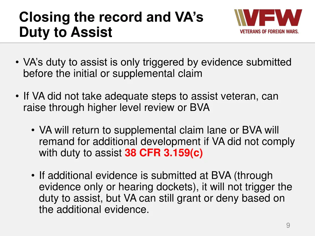 closing the record and va s duty to assist