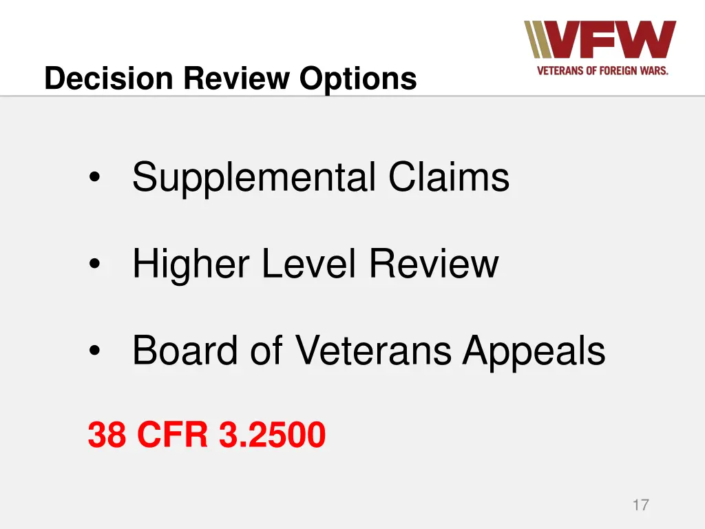 decision review options