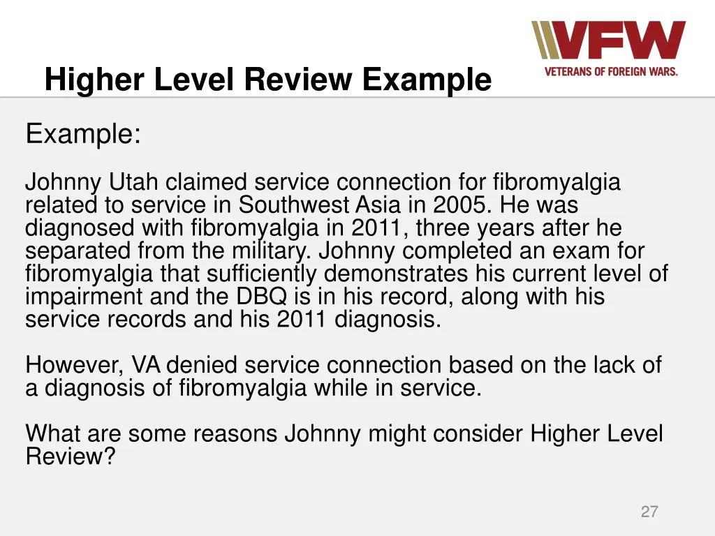 higher level review example