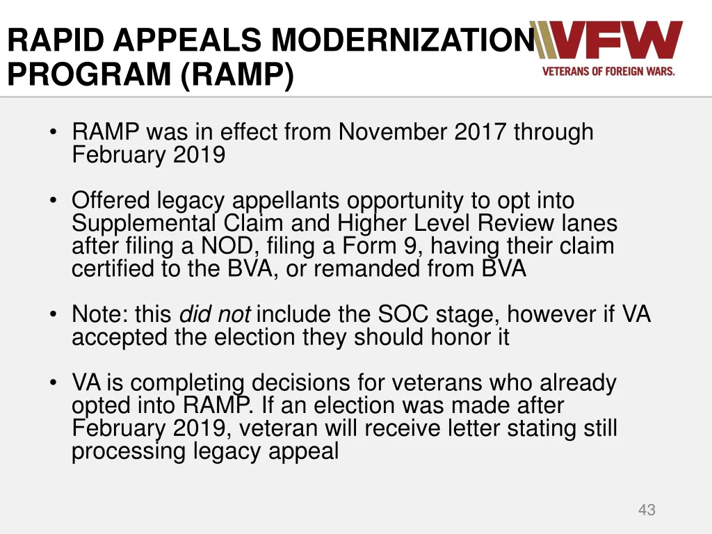 rapid appeals modernization program ramp