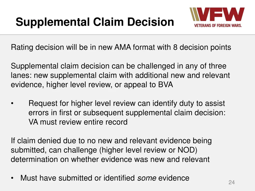 supplemental claim decision