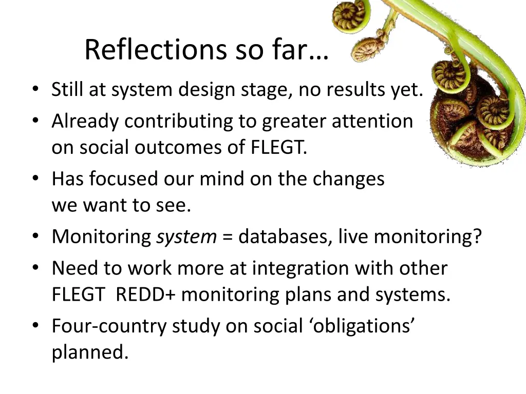 reflections so far still at system design stage