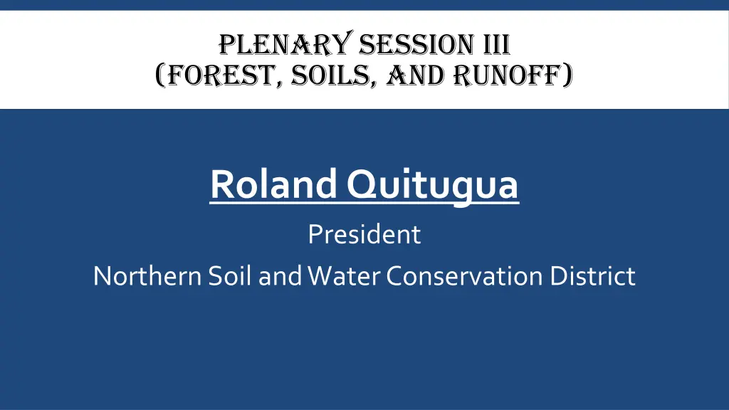 plenary session iii forest soils and runoff 1