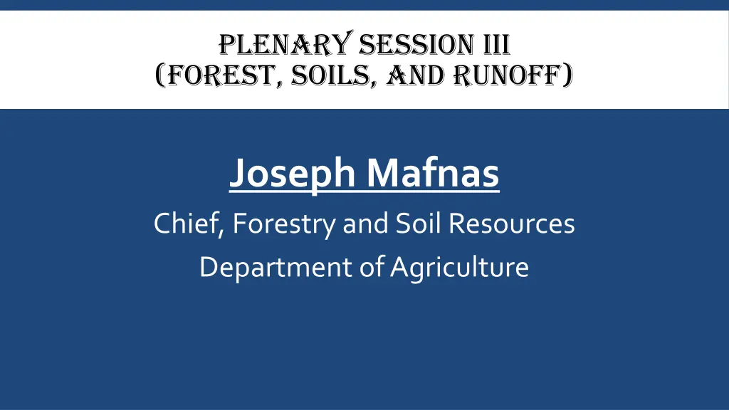 plenary session iii forest soils and runoff 2