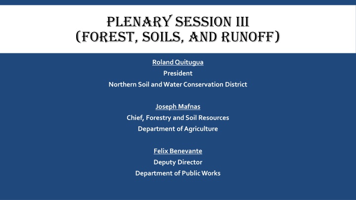 plenary session iii forest soils and runoff