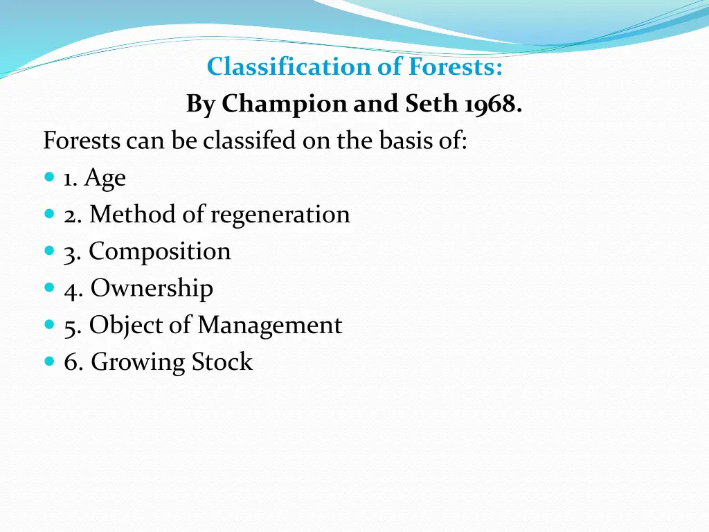 classification of forests by champion and seth