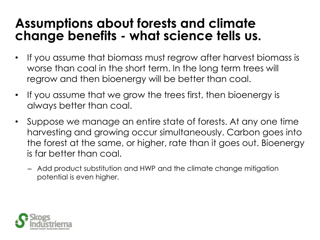 assumptions about forests and climate change